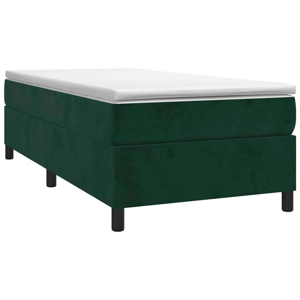 Κρεβάτι Boxspring με Στρώμα Σκούρο Πράσινο 80x200 εκ. Βελούδινο