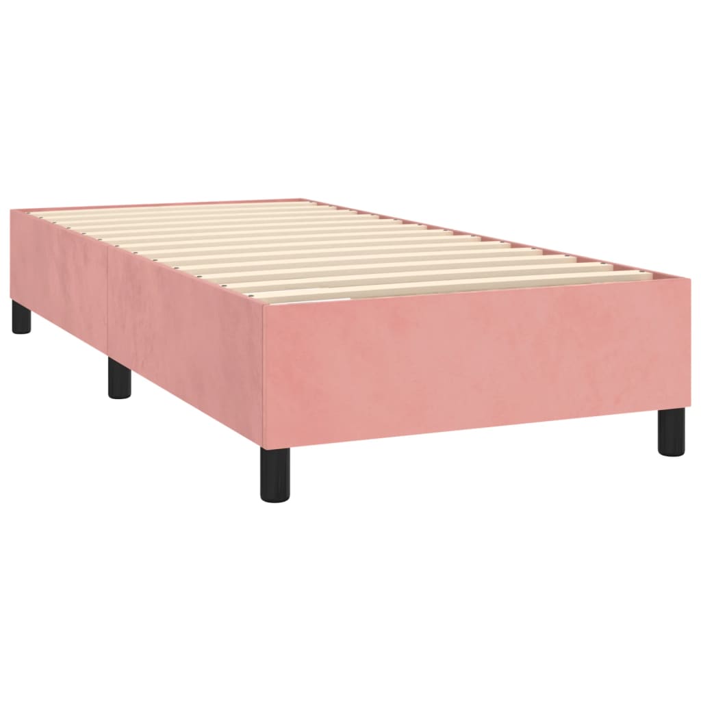 Κρεβάτι Boxspring με Στρώμα Ροζ 80 x 200 εκ. Βελούδινο