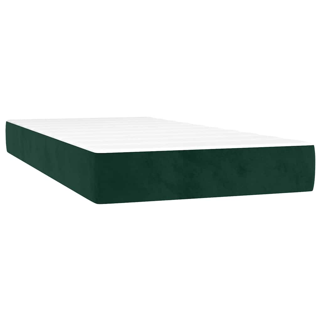 Κρεβάτι Boxspring με Στρώμα Σκούρο Πράσινο 90x190 εκ. Βελούδινο