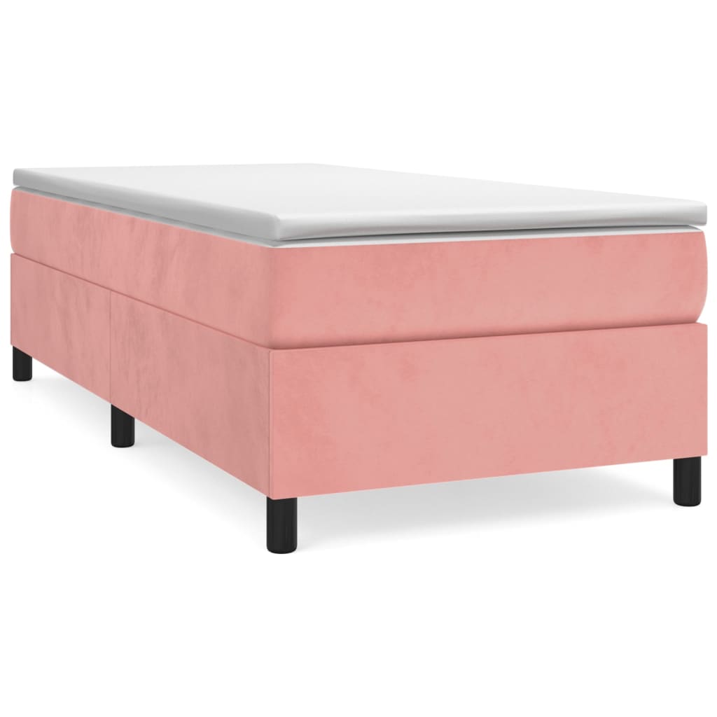 Κρεβάτι Boxspring με Στρώμα Ροζ 90x190 εκ. Βελούδινο