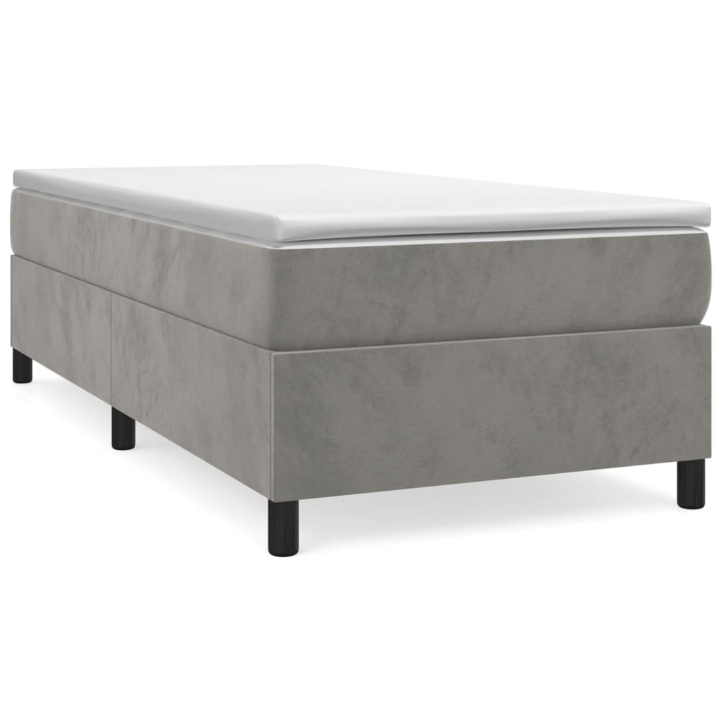 Κρεβάτι Boxspring με Στρώμα Ανοιχτό Γκρι 90x200 εκ. Βελούδινο - Pakobazaar
