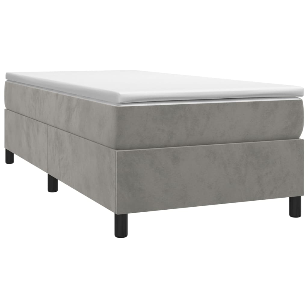 Κρεβάτι Boxspring με Στρώμα Ανοιχτό Γκρι 90x200 εκ. Βελούδινο - Pakobazaar