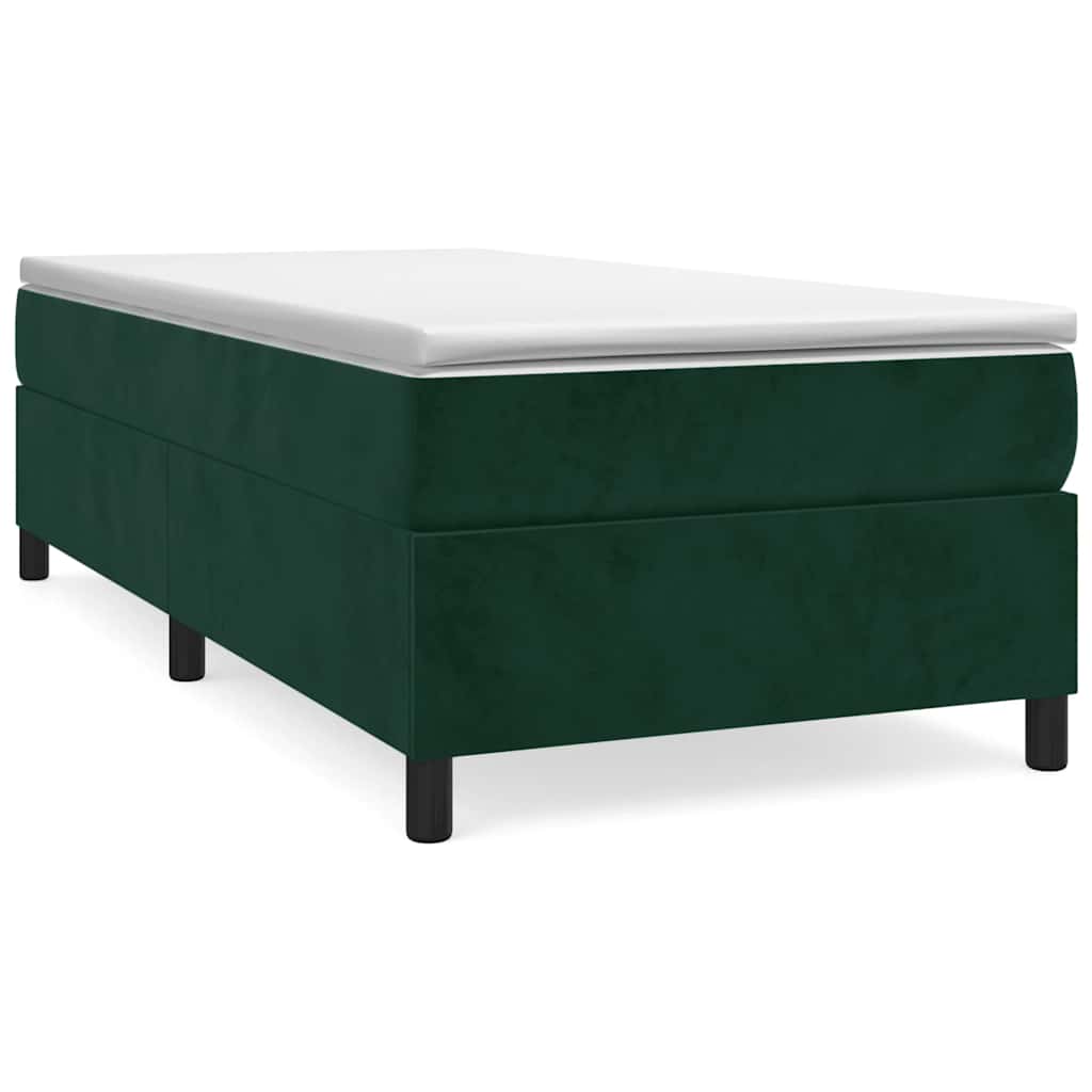 Κρεβάτι Boxspring με Στρώμα Σκούρο Πράσινο 90x200 εκ. Βελούδινο