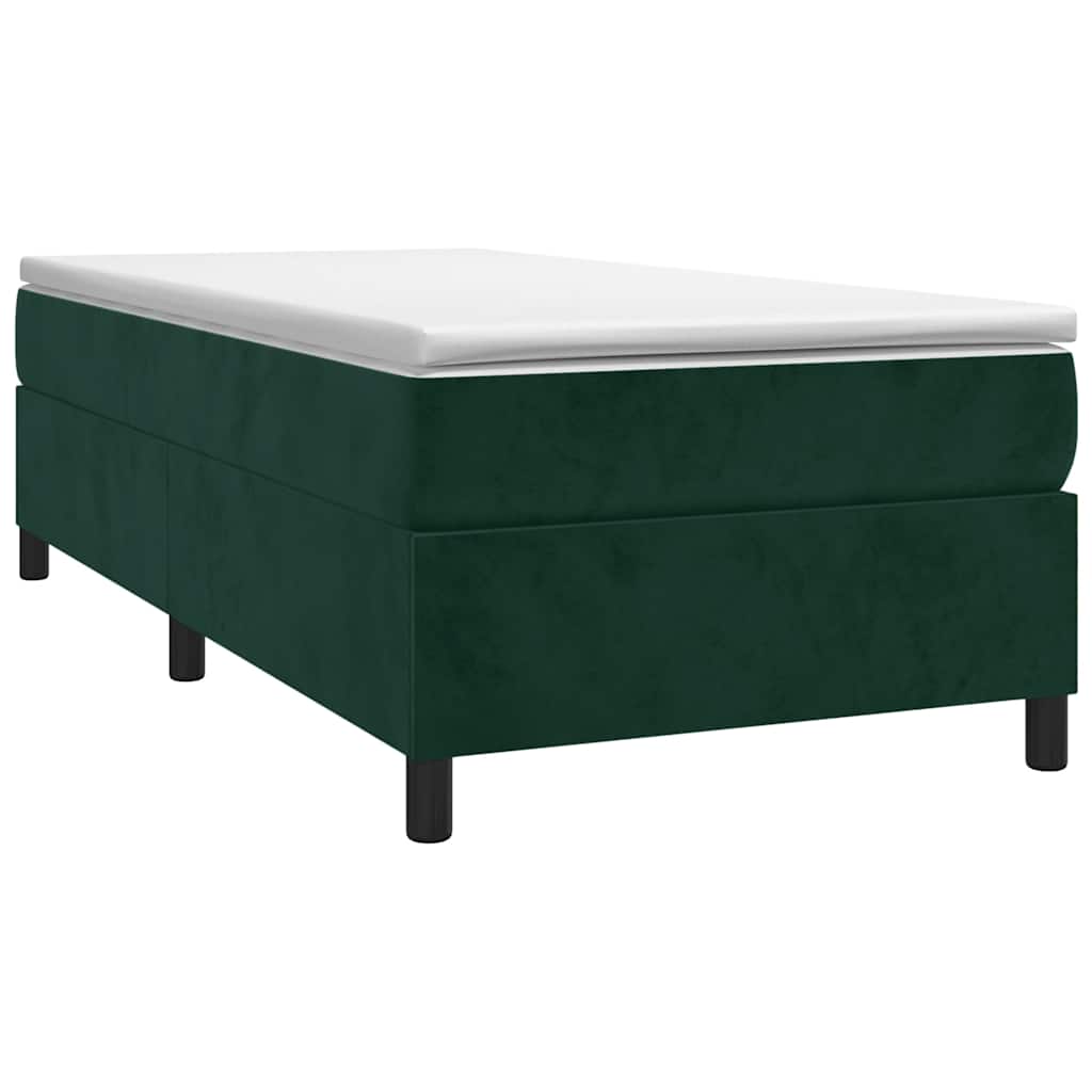 Κρεβάτι Boxspring με Στρώμα Σκούρο Πράσινο 90x200 εκ. Βελούδινο