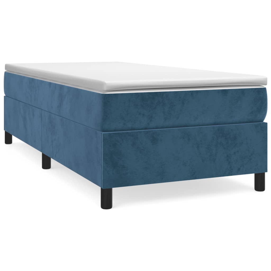 Κρεβάτι Boxspring με Στρώμα Σκούρο Μπλε 90x200 εκ. Βελούδινο