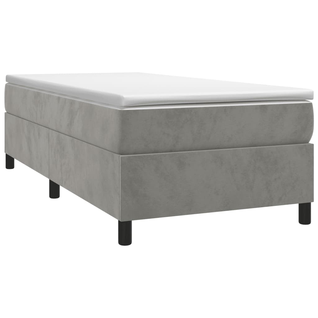 Κρεβάτι Boxspring με Στρώμα Ανοιχτό Γκρι 100x200 εκ. Βελούδινο
