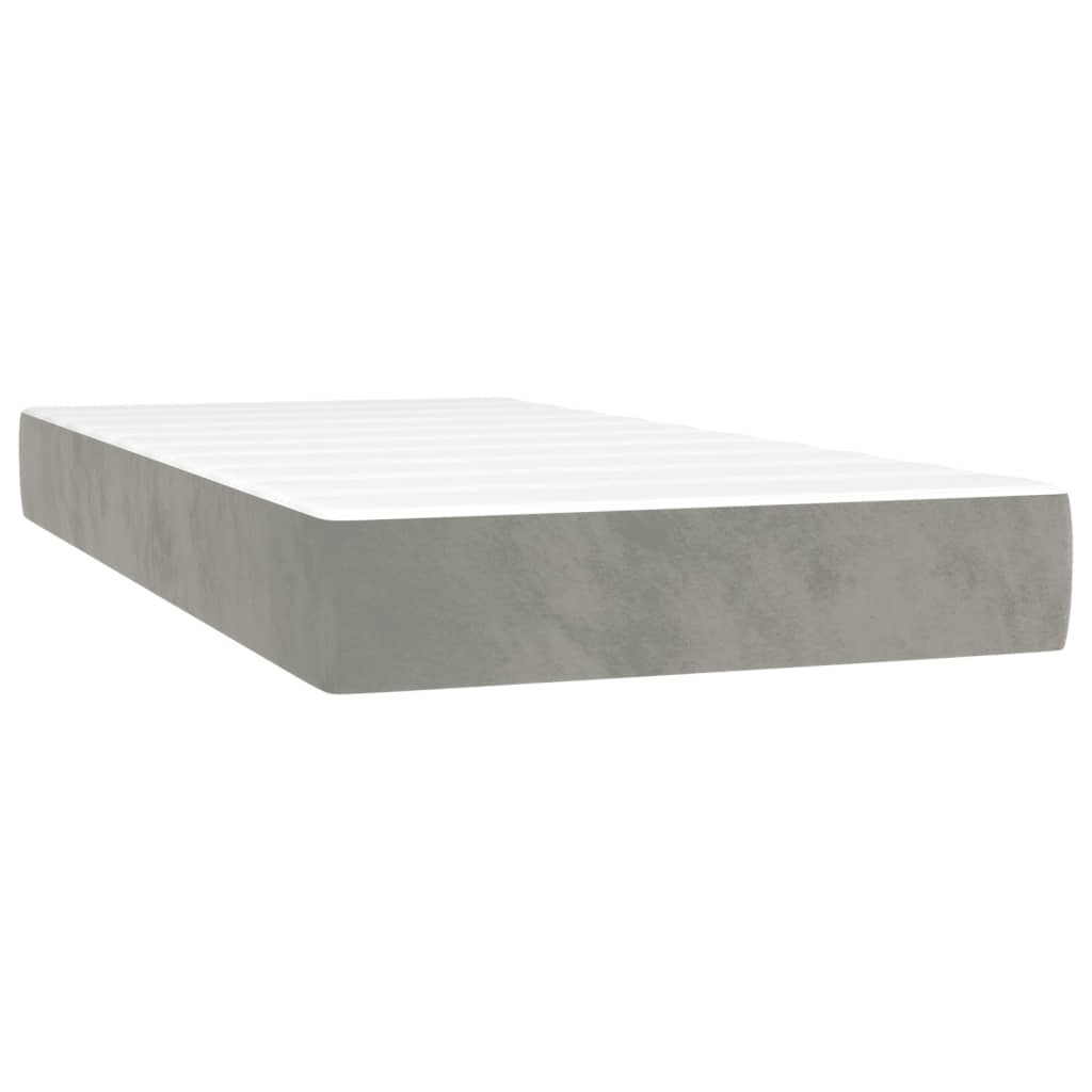 Κρεβάτι Boxspring με Στρώμα Ανοιχτό Γκρι 100x200 εκ. Βελούδινο