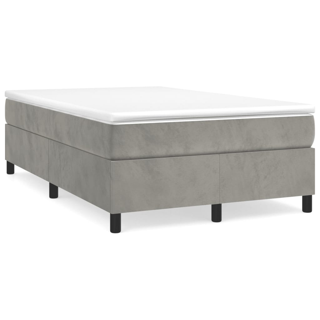 Κρεβάτι Boxspring με Στρώμα Ανοιχτό Γκρι 120x200 εκ. Βελούδινο