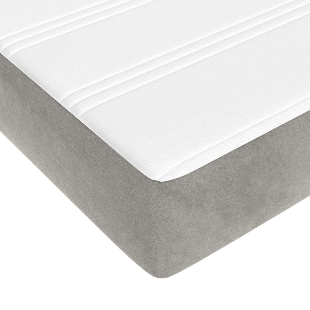 Κρεβάτι Boxspring με Στρώμα Ανοιχτό Γκρι 120x200 εκ. Βελούδινο