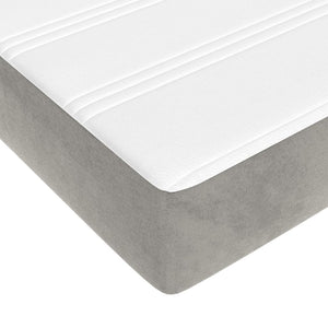 Κρεβάτι Boxspring με Στρώμα Ανοιχτό Γκρι 120x200 εκ. Βελούδινο