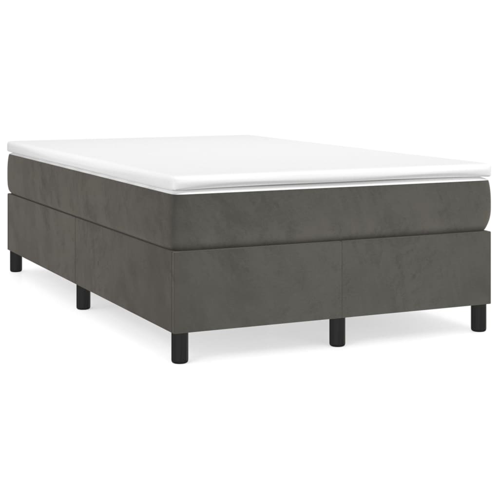 Κρεβάτι Boxspring με Στρώμα Σκούρο Γκρι 120x200 εκ. Βελούδινο