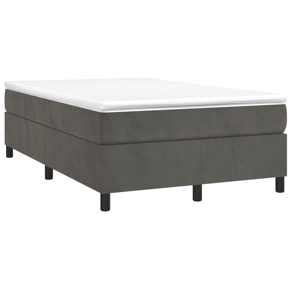 Κρεβάτι Boxspring με Στρώμα Σκούρο Γκρι 120x200 εκ. Βελούδινο
