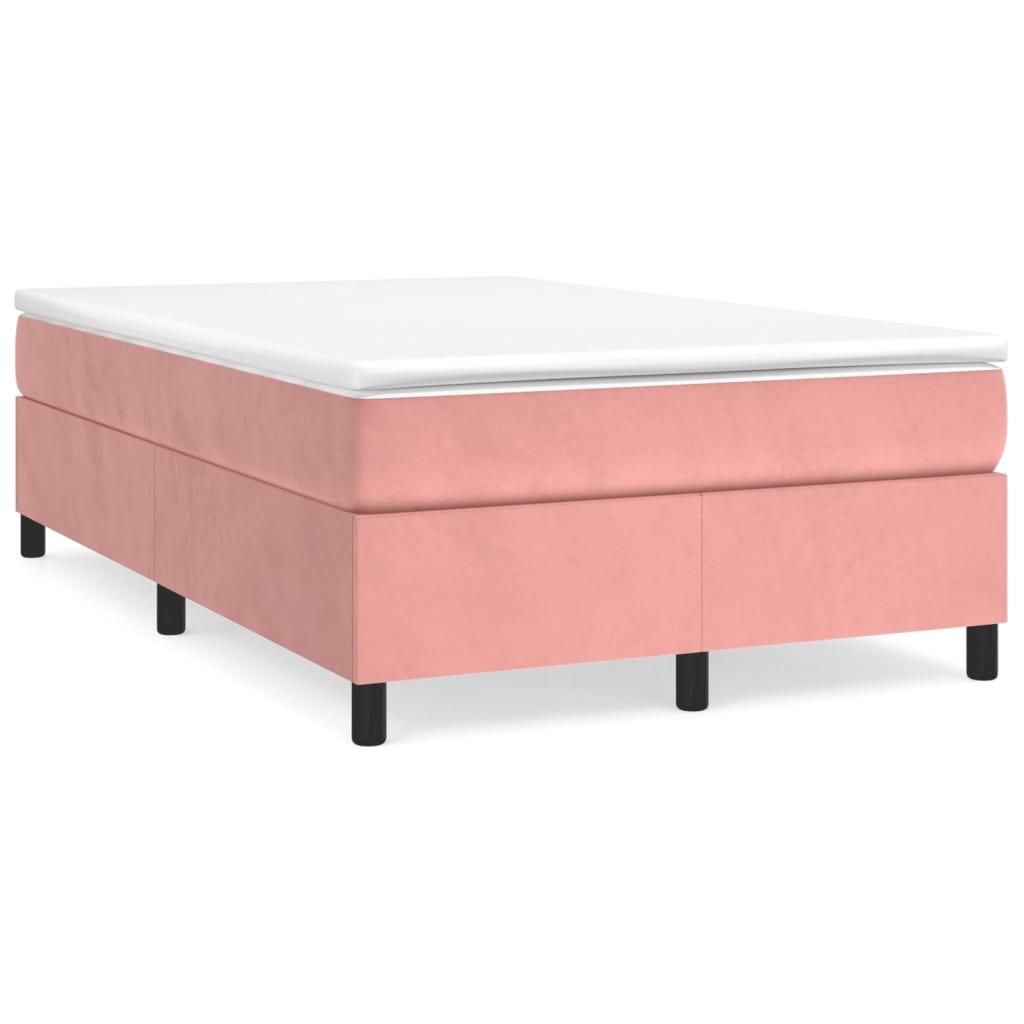 Κρεβάτι Boxspring με Στρώμα Ροζ 120x200 εκ. Βελούδινο
