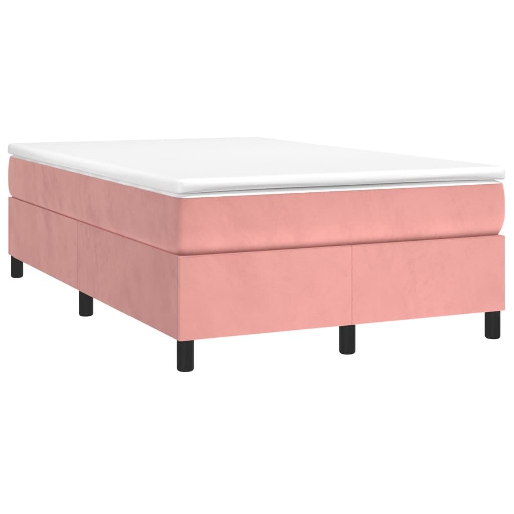 Κρεβάτι Boxspring με Στρώμα Ροζ 120x200 εκ. Βελούδινο