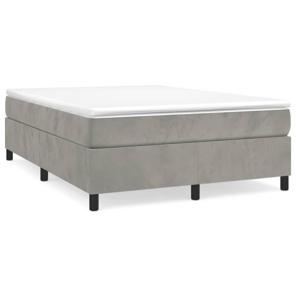 Κρεβάτι Boxspring με Στρώμα Ανοιχτό Γκρι 140x190 εκ. Βελούδινο