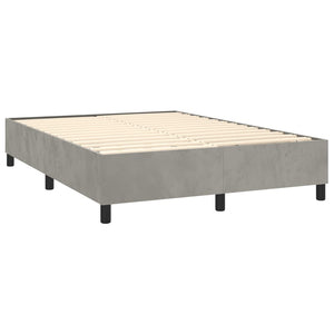 Κρεβάτι Boxspring με Στρώμα Ανοιχτό Γκρι 140x190 εκ. Βελούδινο