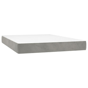 Κρεβάτι Boxspring με Στρώμα Ανοιχτό Γκρι 140x190 εκ. Βελούδινο