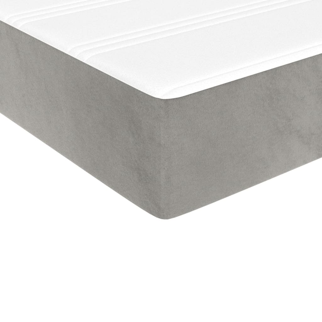 Κρεβάτι Boxspring με Στρώμα Ανοιχτό Γκρι 140x190 εκ. Βελούδινο