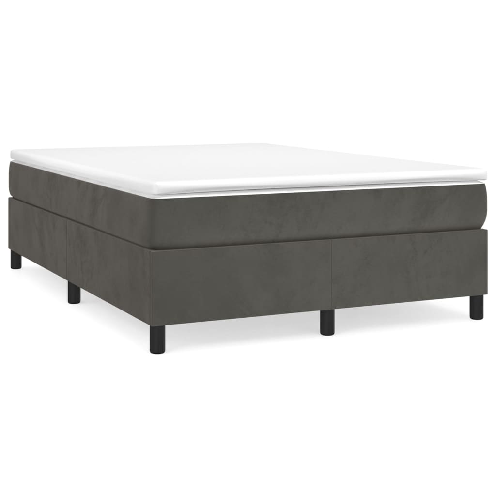 Κρεβάτι Boxspring με Στρώμα Σκούρο Γκρι 140x190 εκ. Βελούδινο - Pakobazaar