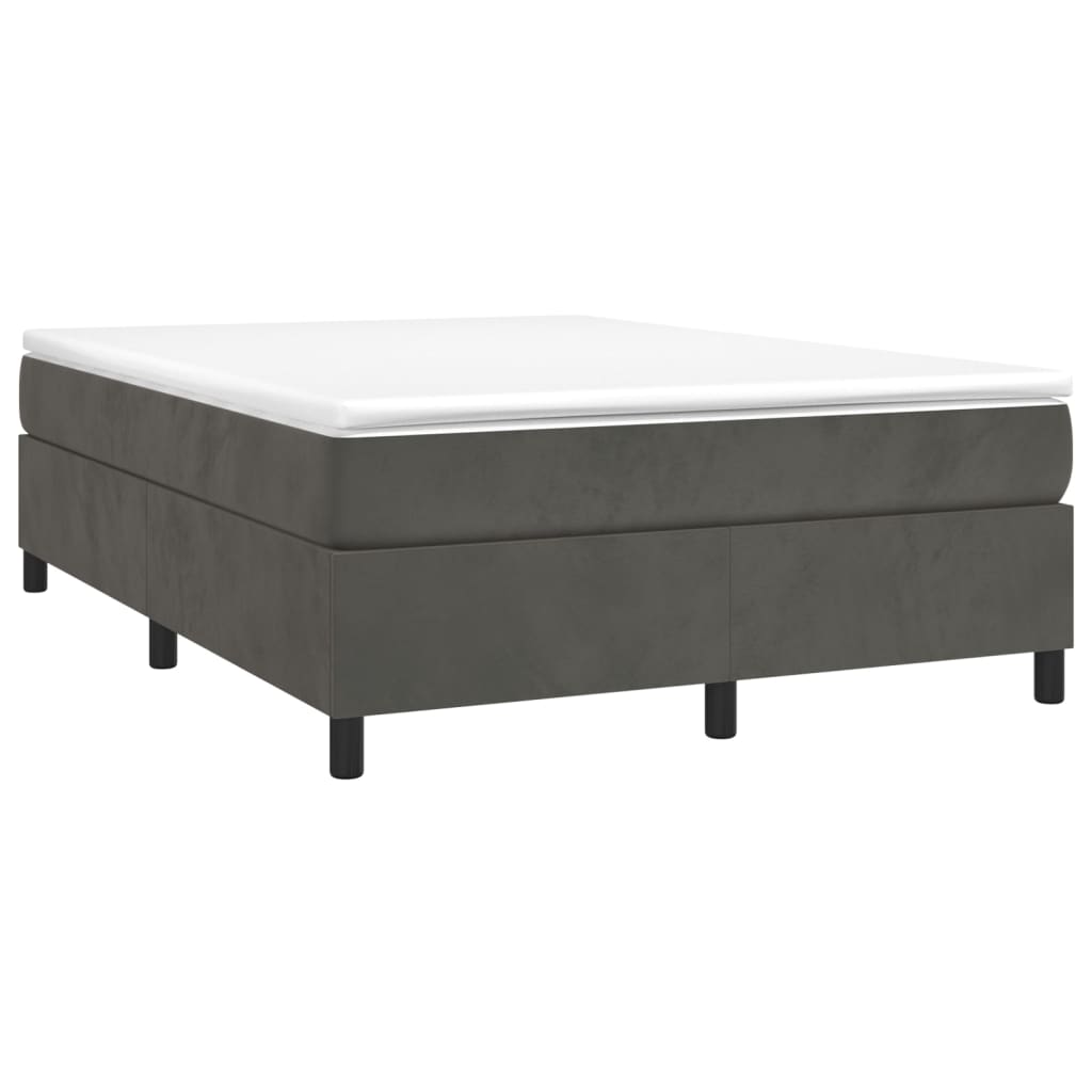 Κρεβάτι Boxspring με Στρώμα Σκούρο Γκρι 140x190 εκ. Βελούδινο - Pakobazaar