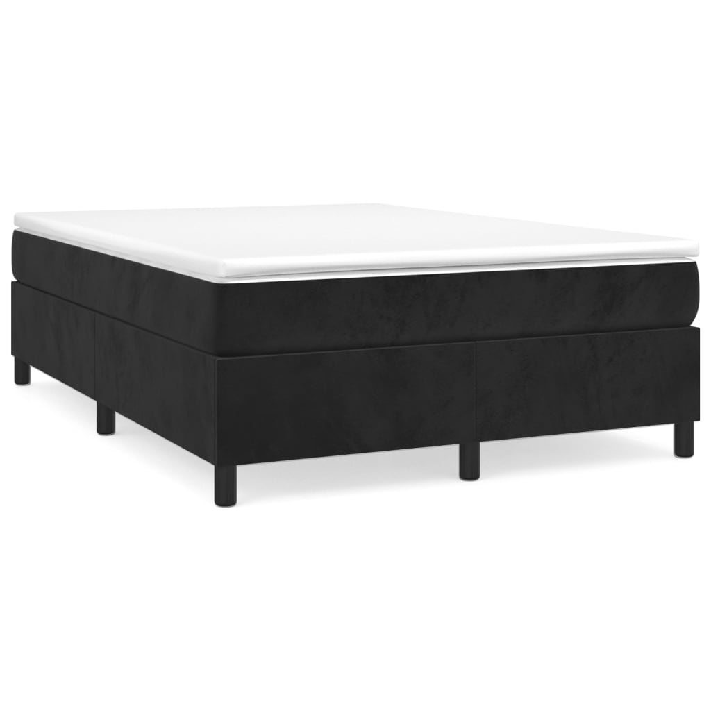 Κρεβάτι Boxspring με Στρώμα Μαύρο 140x190 εκ. Βελούδινο