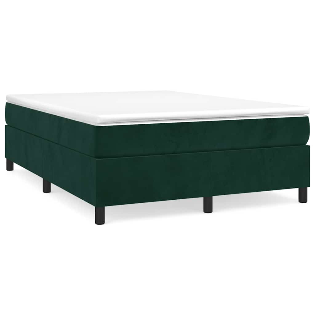 Κρεβάτι Boxspring με Στρώμα Σκούρο Πράσινο 140x190εκ. Βελούδινο