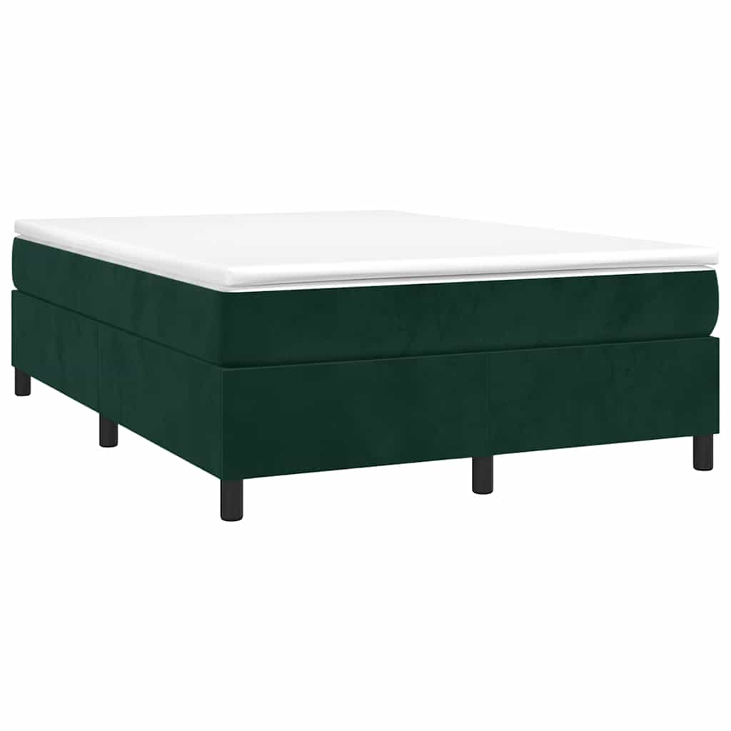 Κρεβάτι Boxspring με Στρώμα Σκούρο Πράσινο 140x190εκ. Βελούδινο