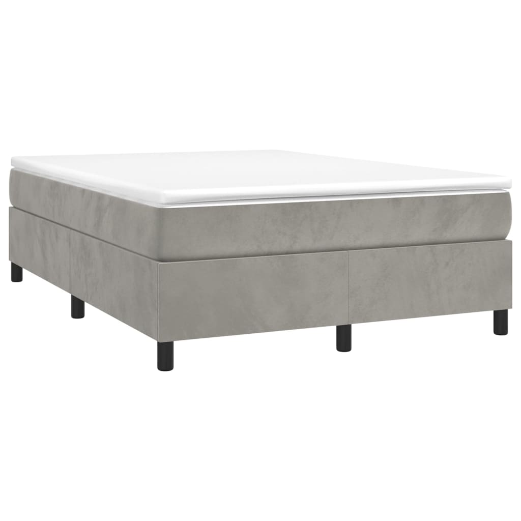 Κρεβάτι Boxspring με Στρώμα Ανοιχτό Γκρι 140x200 εκ. Βελούδινο