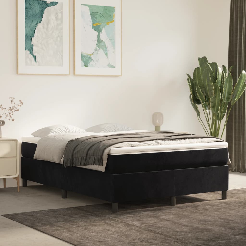 Κρεβάτι Boxspring με Στρώμα Μαύρο 140x200 εκ. Βελούδινο