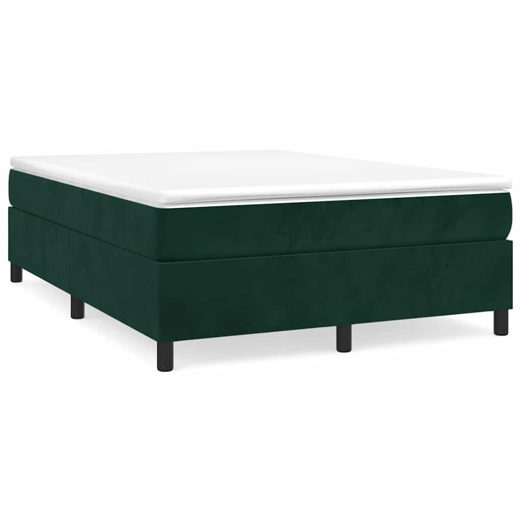 Κρεβάτι Boxspring με Στρώμα Σκούρο Πράσινο 140x200εκ. Βελούδινο