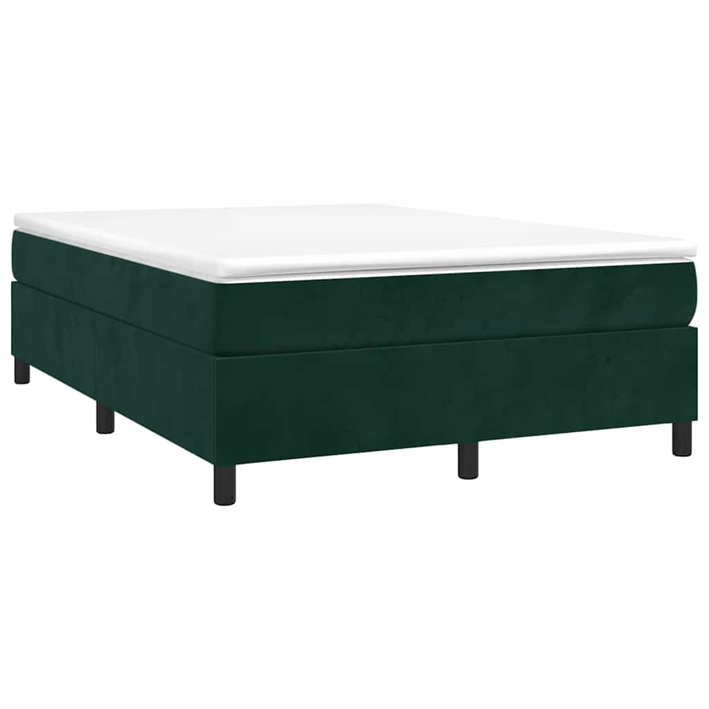 Κρεβάτι Boxspring με Στρώμα Σκούρο Πράσινο 140x200εκ. Βελούδινο