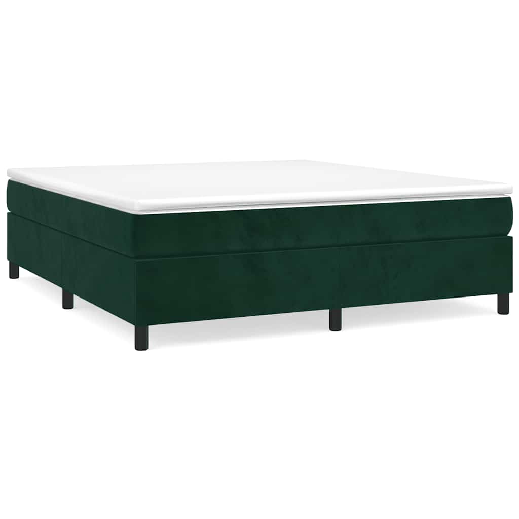 Κρεβάτι Boxspring με Στρώμα Σκούρο Πράσινο 160x200εκ. Βελούδινο
