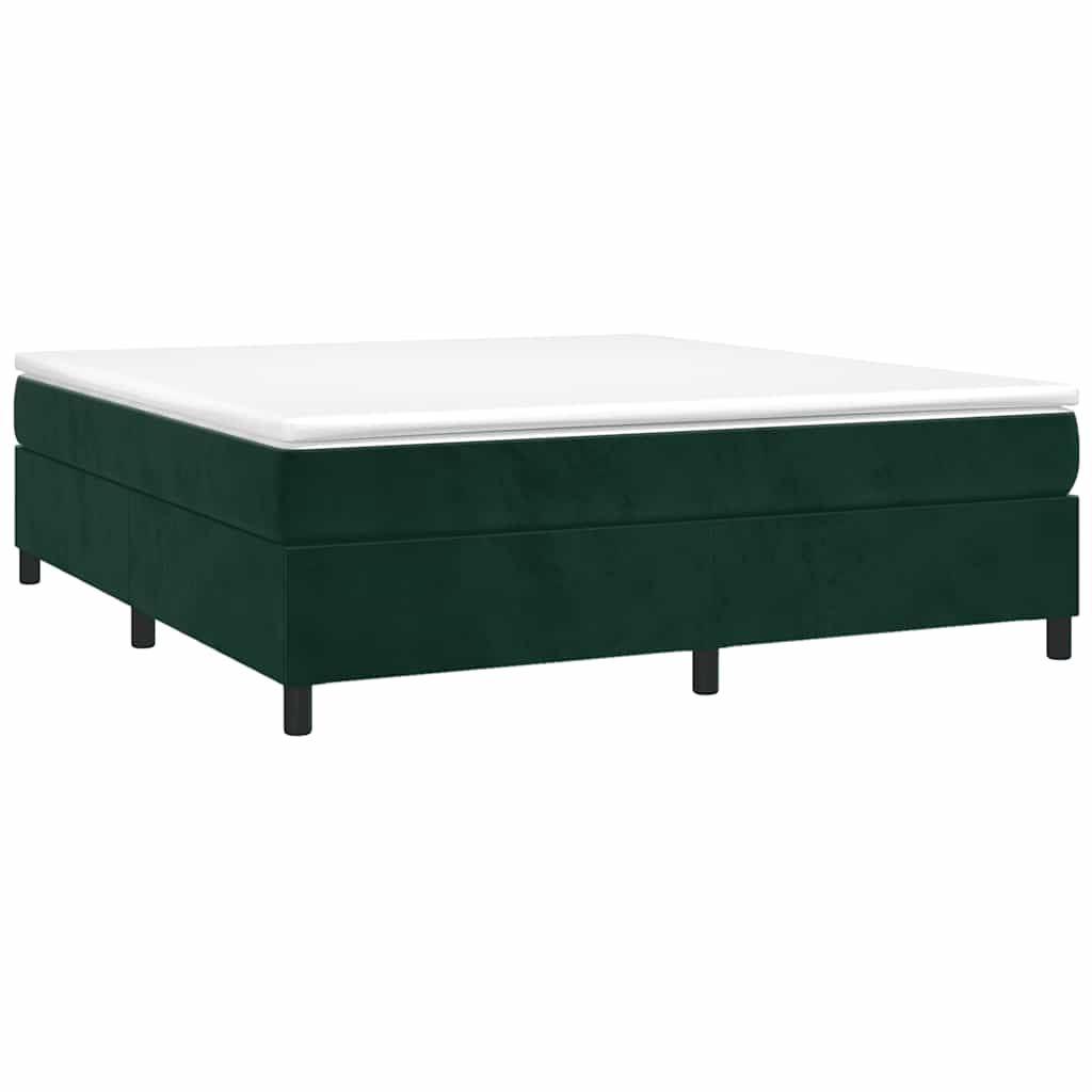 Κρεβάτι Boxspring με Στρώμα Σκούρο Πράσινο 160x200εκ. Βελούδινο