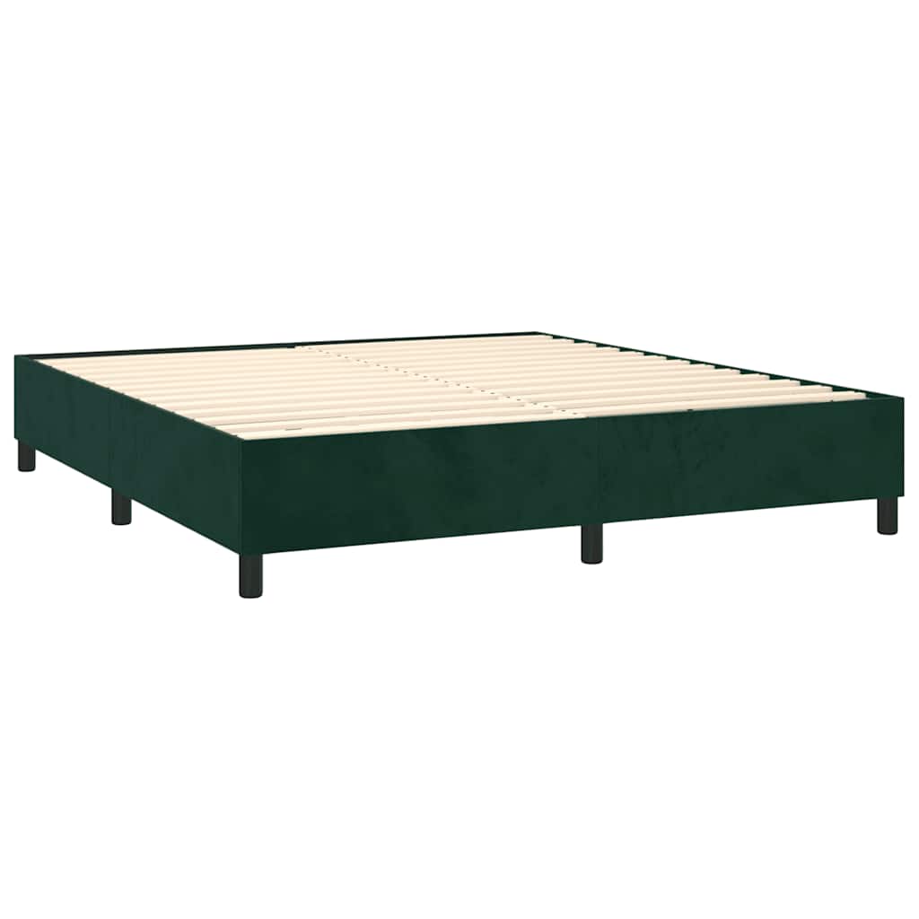 Κρεβάτι Boxspring με Στρώμα Σκούρο Πράσινο 160x200εκ. Βελούδινο