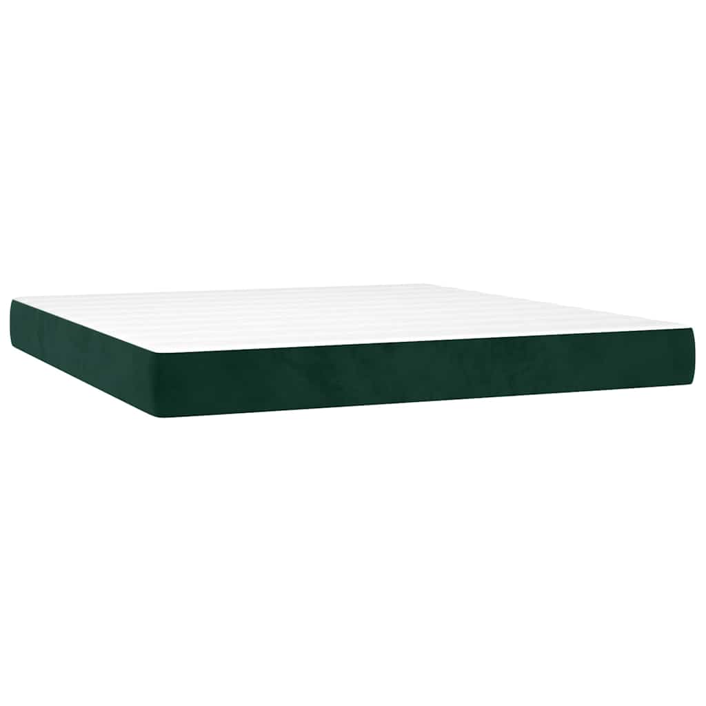Κρεβάτι Boxspring με Στρώμα Σκούρο Πράσινο 160x200εκ. Βελούδινο