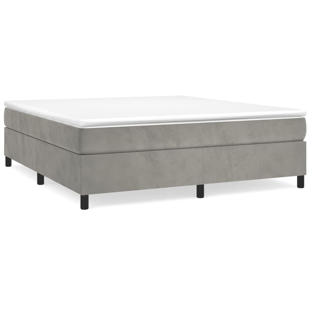 Κρεβάτι Boxspring με Στρώμα Ανοιχτό Γκρι 180x200 εκ. Βελούδινο