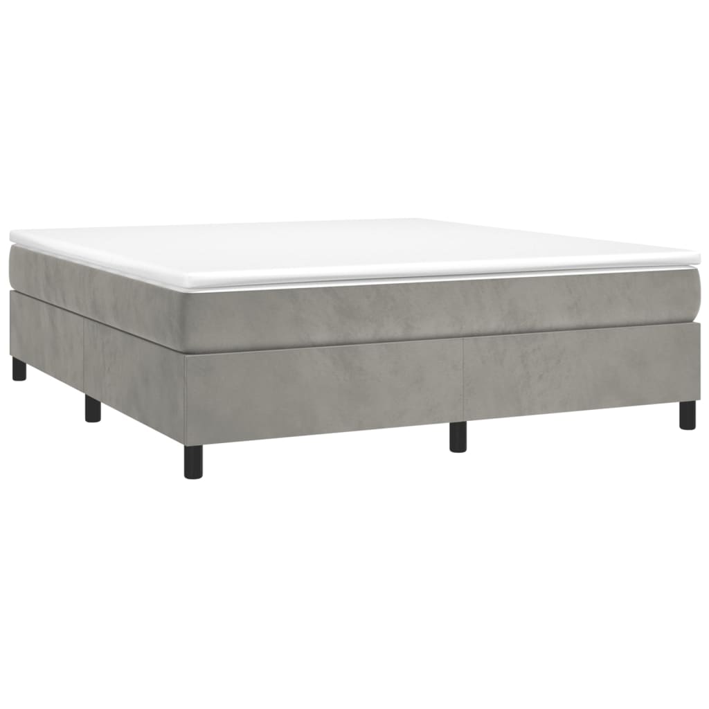Κρεβάτι Boxspring με Στρώμα Ανοιχτό Γκρι 180x200 εκ. Βελούδινο