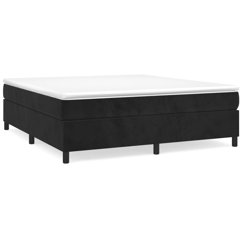 Κρεβάτι Boxspring με Στρώμα Μαύρο 180x200 εκ. Βελούδινο