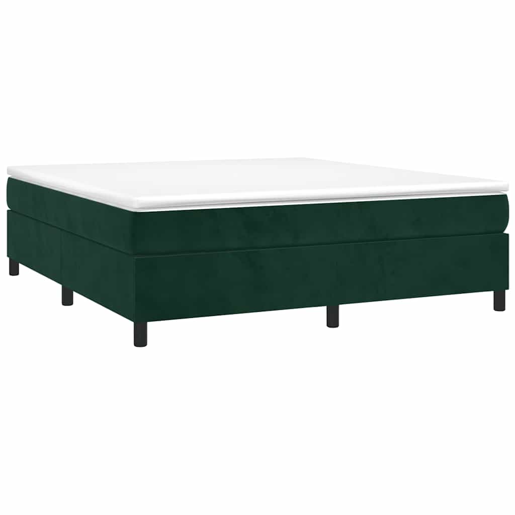Κρεβάτι Boxspring με Στρώμα Σκούρο Πράσινο 180x200εκ. Βελούδινο