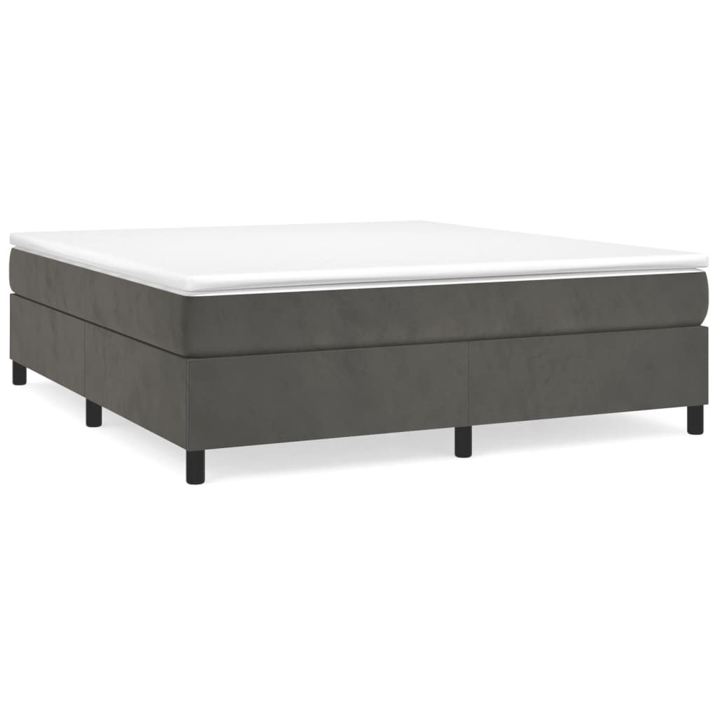 Κρεβάτι Boxspring με Στρώμα Σκούρο Γκρι 200x200 εκ. Βελούδινο