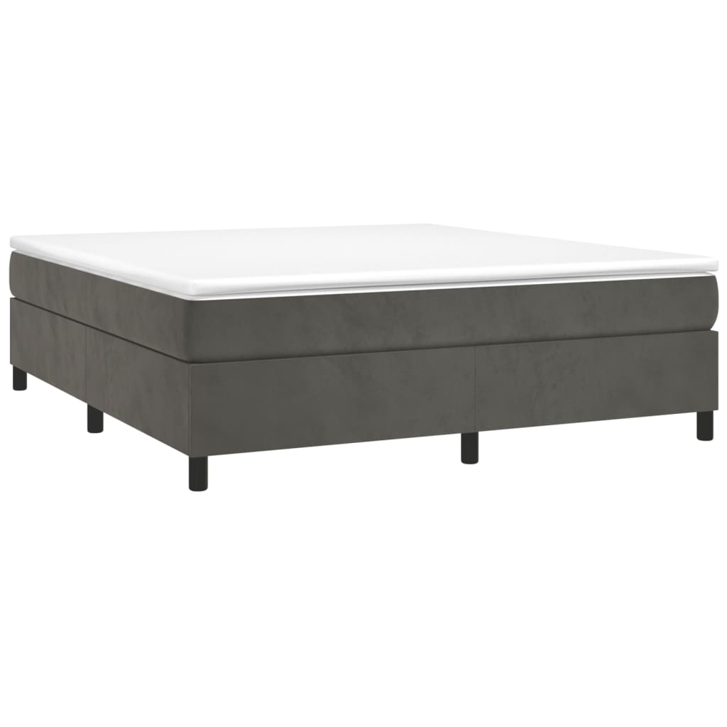 Κρεβάτι Boxspring με Στρώμα Σκούρο Γκρι 200x200 εκ. Βελούδινο