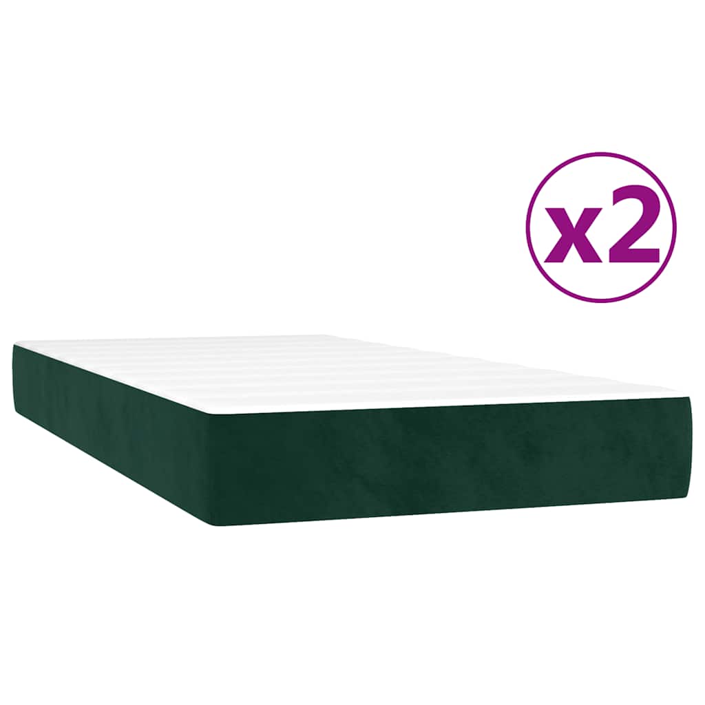Κρεβάτι Boxspring με Στρώμα Σκούρο Πράσινο 200x200εκ. Βελούδινο