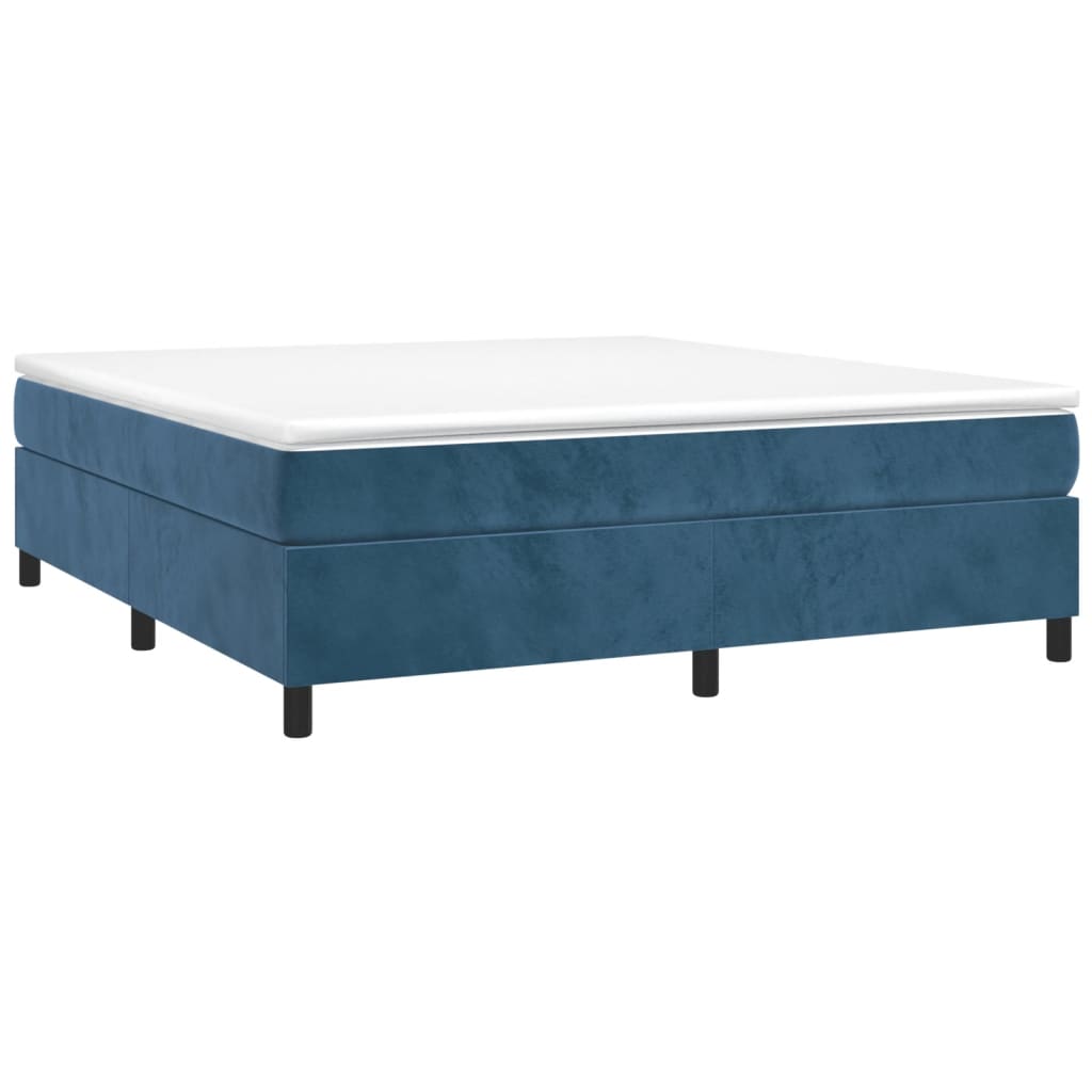 Κρεβάτι Boxspring με Στρώμα Σκούρο Μπλε 200x200 εκ. Βελούδινο