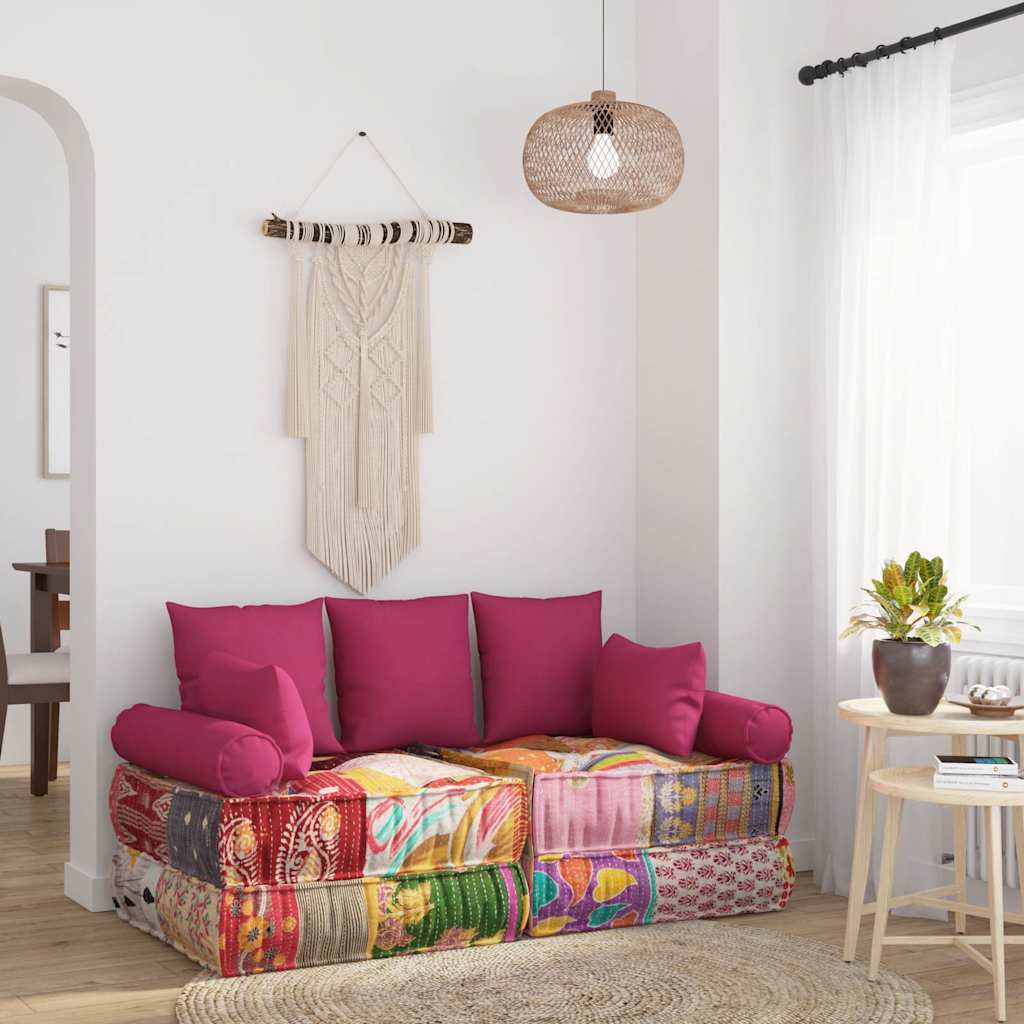 Σετ Διακοσμητικών Μαξιλαριών 7 Τεμαχίων Ροζ Υφασμάτινα