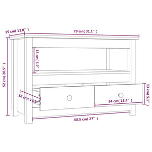 Έπιπλο Τηλεόρασης Μελί Καφέ 79x35x52 εκ. από Μασίφ Ξύλο Πεύκου - Pakobazaar
