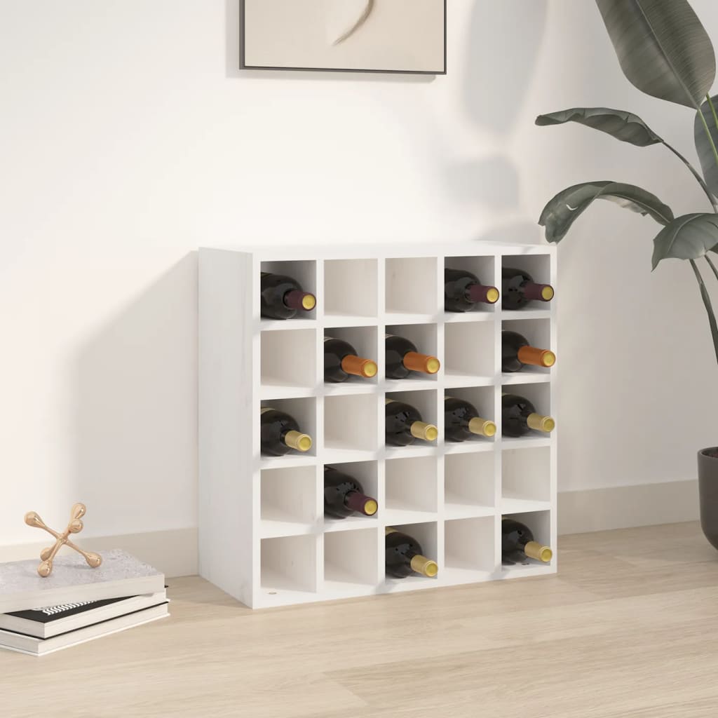 Ντουλάπι Κρασιών Λευκό 56 x 25 x 56 εκ. από Μασίφ Ξύλο Πεύκου - Pakobazaar