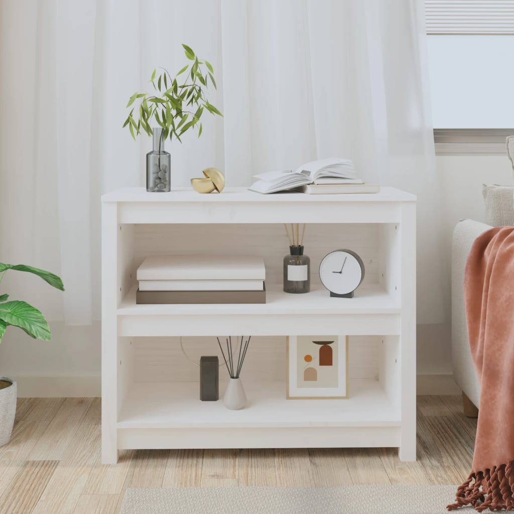 Βιβλιοθήκη Λευκή 80 x 35 x 68 εκ. από Μασίφ Ξύλο Πεύκου - Pakobazaar