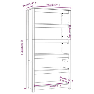 Βιβλιοθήκη Μαύρη 80x35x154 εκ. από Μασίφ Ξύλο Πεύκου - Pakobazaar