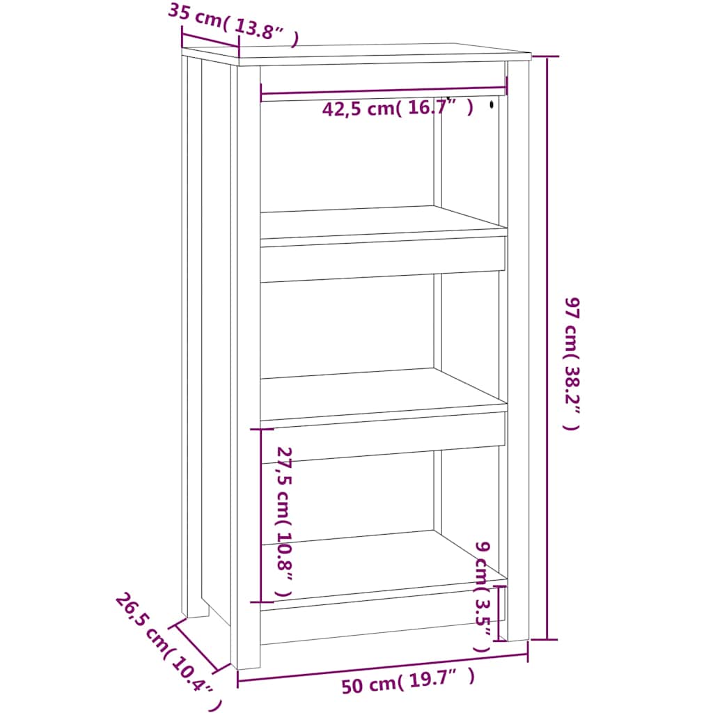 Βιβλιοθήκη Λευκή 50x35x97 εκ. από Μασίφ Ξύλο Πεύκου - Pakobazaar