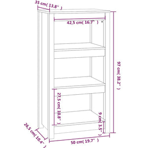 Βιβλιοθήκη Λευκή 50x35x97 εκ. από Μασίφ Ξύλο Πεύκου - Pakobazaar